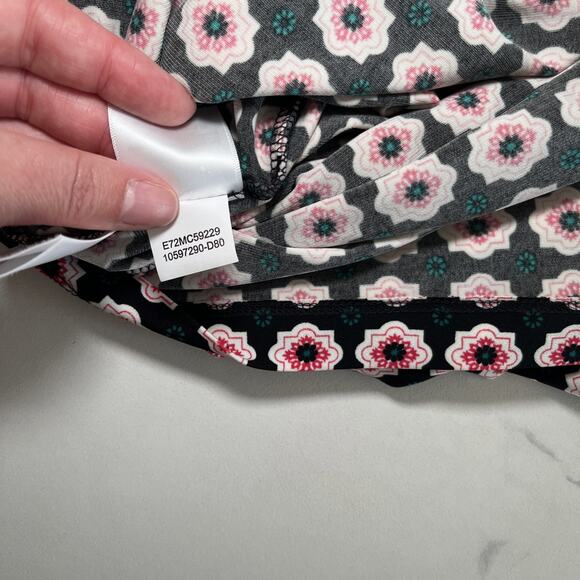 Nine West Women’s Short Sleeve Tie Waist Dress Stretch Size 10 Black Pink Floral - Picture 7 of 9